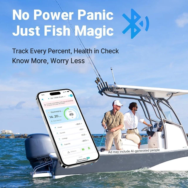 Alt view image 6 of 7 - Redodo 12V 100Ah Bluetooth Dual-Purpose Group 27 Marine Battery 2 Pack