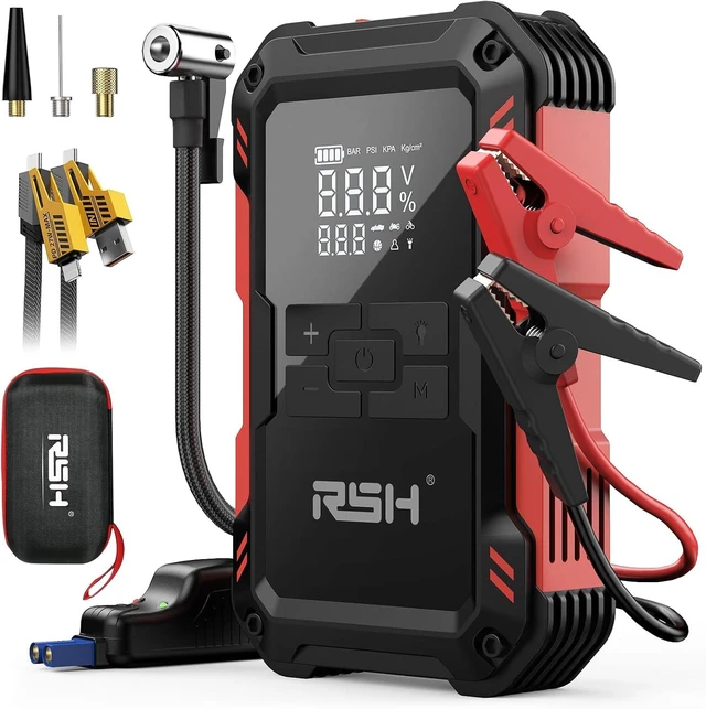 Main image of RSH Jump Starter with Air Compressor 4000A Peak Car Battery Jump Starter 150PSI Inflator Auto Booster 15000mAh Jump Box (up to 10L Gas,8L Diesel Engine) with LED Light,Quick Charger USB-C