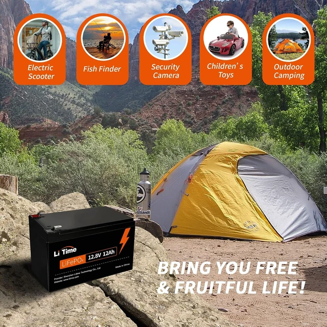Alt view image 6 of 7 - LiTime 12V 12Ah Mini LiFePO4 Battery for Camping Fish Finder Toys LED