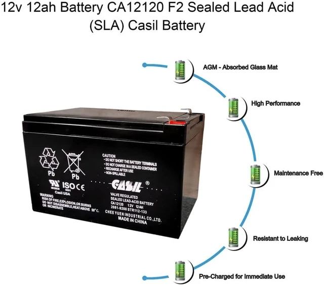 Alt view image 3 of 4 - CASIL 12v 12ah F2 Sealed Lead Acid AGM Rechargeable Deep Cycle Battery (1 Pack)