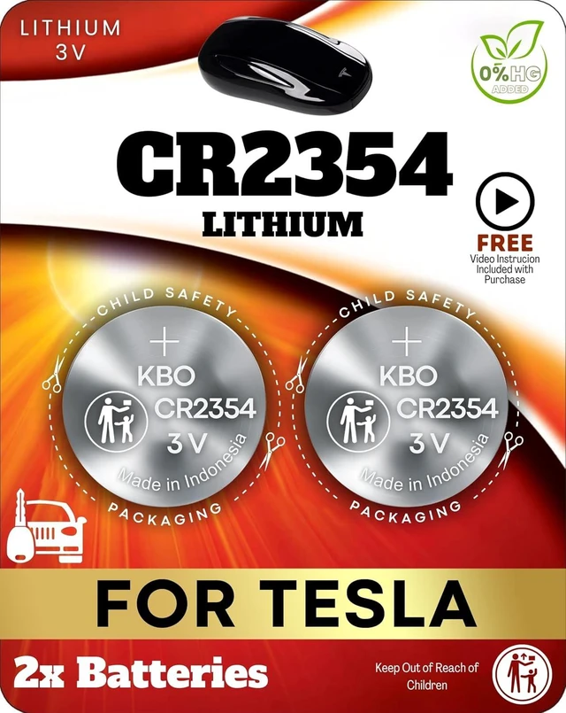 Main image of Key Fob Battery Replacement for Tesla CR2354, Pack of 2