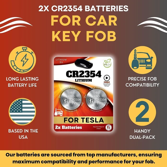 Alt view image 2 of 7 - Key Fob Battery Replacement for Tesla CR2354, Pack of 2