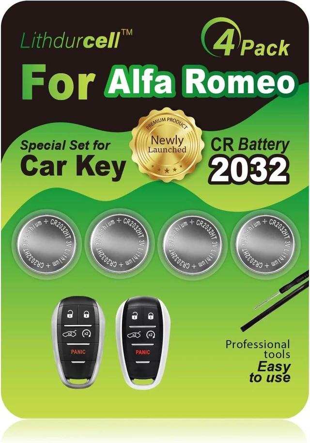 Main image of Key Fob Battery Replacement for Alfa Romeo Giulia Stelvio 4C Spider Tonale(4-Pack), DIY with Pry Tools, CR2032