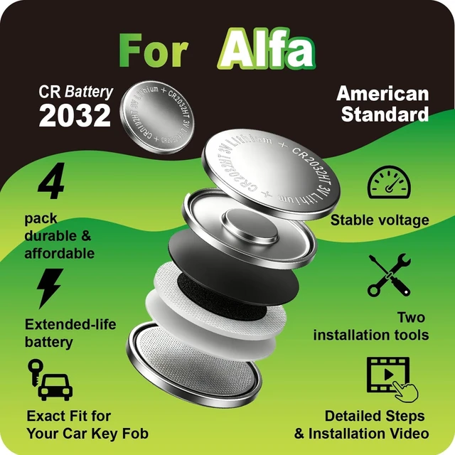 Alt view image 3 of 6 - Key Fob Battery Replacement for Alfa Romeo Giulia Stelvio 4C Spider Tonale(4-Pack), DIY with Pry Tools, CR2032