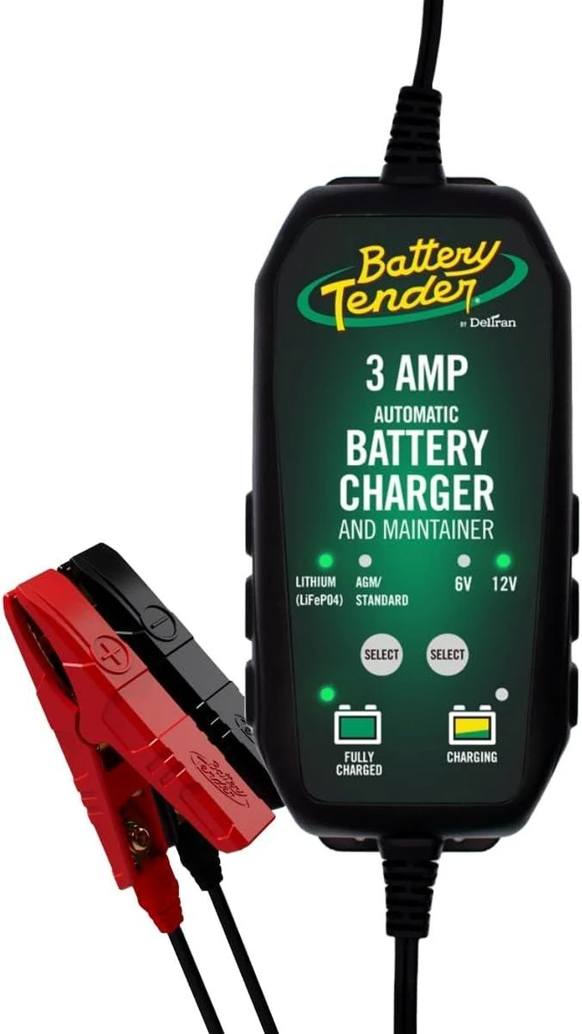 Main image of Battery Tender 3 AMP Battery Charger and Maintainer - Automotive Switchable 12V or 6V Smart Automatic for Cars SUVs and Trucks - Lead Acid, AGM, Gel, & Lithium Battery Charger - 022-0202-COS