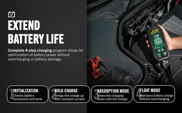 Alt view image 7 of 7 - Battery Tender 3 AMP Battery Charger and Maintainer - Automotive Switchable 12V or 6V Smart Automatic for Cars SUVs and Trucks - Lead Acid, AGM, Gel, & Lithium Battery Charger - 022-0202-COS