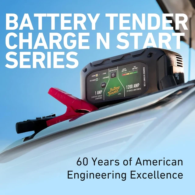 Alt view image 4 of 7 - Battery Tender Charge N Start 1100 - Smart 12V/1 AMP Battery Charger and 1000 AMP Jump Starter Combo | 2-in-1 Battery Maintainer for Cars, Motorcycles, ATVs (USA Engineered)