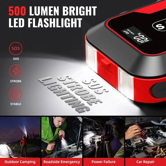 Alt view image 4 of 7 - S ZEVZO ET03 2000A Car Jump Starter for 7.5L Gas and 6.5L Diesel Engines