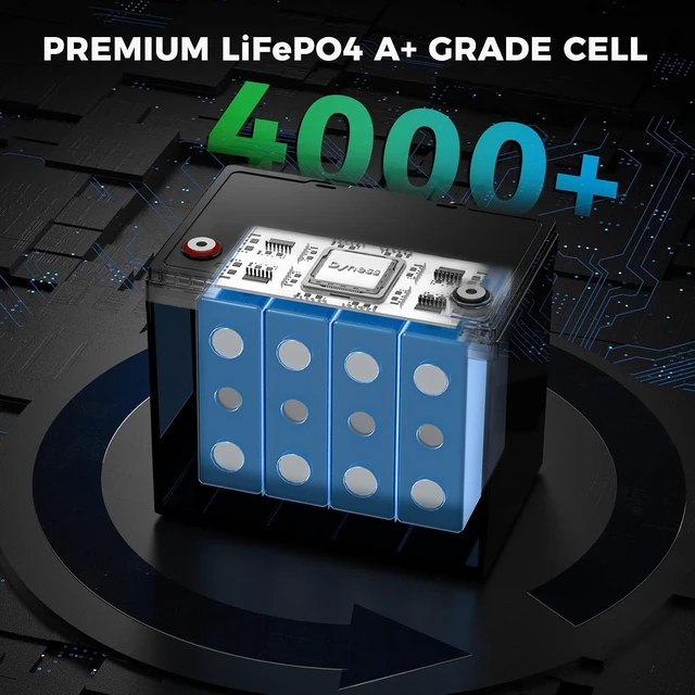 Alt view image 5 of 7 - Dyness 12V 100Ah Bluetooth LiFePO4 Lithium Battery for Trolling Motors, RV