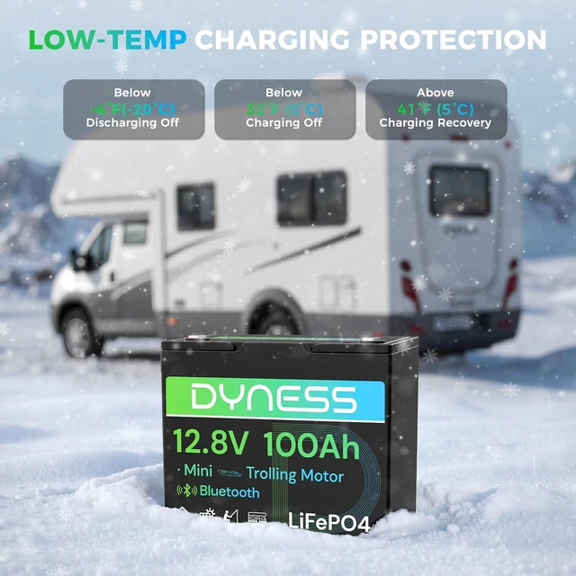 Alt view image 7 of 7 - Dyness 12V 100Ah Bluetooth LiFePO4 Lithium Battery for Trolling Motors, RV