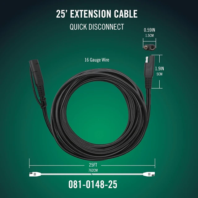 Alt view image 2 of 7 - Battery Tender 25 Foot Extension SAE Cable 4 Pack - Designed for Use with Battery Tender Chargers - Quick Connect Plugs for Easy Connection to Motorcycle, Cars, ATVs and More - 081-0148-25-BG4