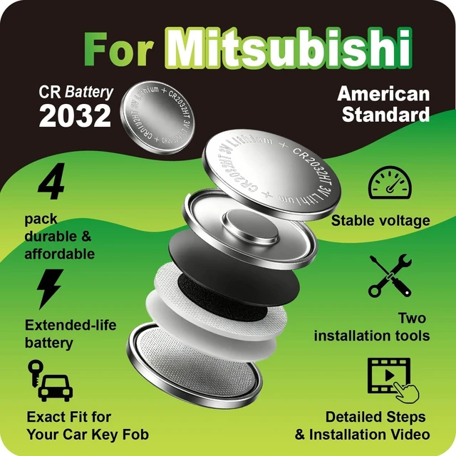 Alt view image 3 of 6 - Key Fob Battery Replacement for Mitsubishi Outlander Sport Lancer L200 Raider Eclipse Cross(4-Pack), DIY with Pry Tools, CR2032