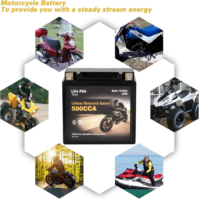 Alt view image 7 of 7 - Autocessking YTX14-BS Lithium Motorcycle Battery, Group 14