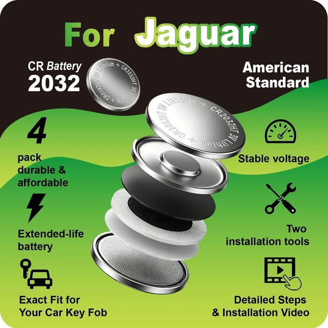 Alt view image 3 of 6 - Key Fob Battery Replacement for Jaguar S-Type XJ8 X-Type XFR XK XKR F-Type XJ XF F-Pace XE (4-Pack), DIY with Pry Tools, CR2032