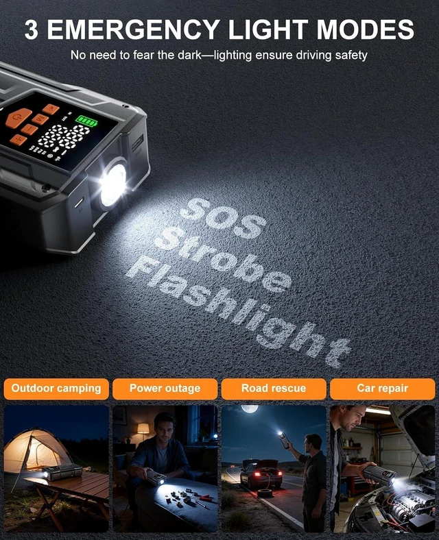 Alt view image 5 of 6 - 4000A Jump Starter with Air Compressor, Portable Car Battery Charger