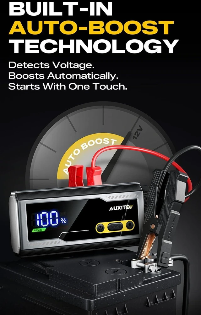 Alt view image 4 of 7 - AUXITO 6000A Jump Starter, 12V Car Battery Jump Starter, Up to All Gas & 12L Diesel Engine with LED Display, Portable Jump Box with 3 Modes Flashlight and Jumper Cable, Storage Case