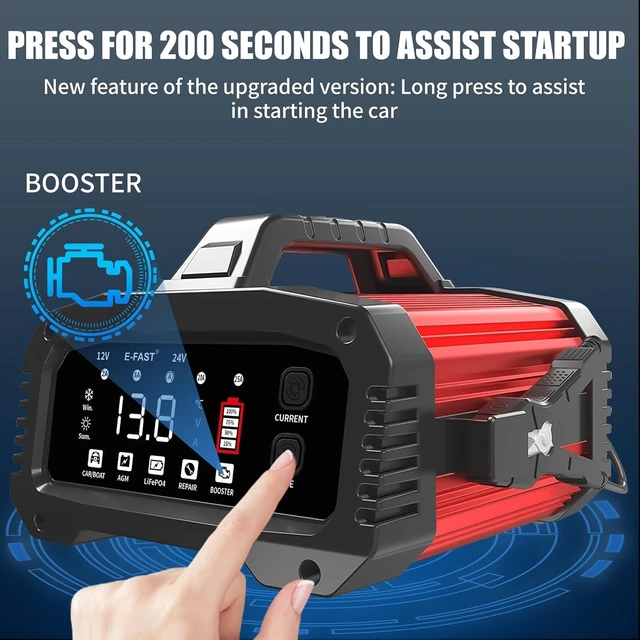 Alt view image 4 of 7 - E-FAST 25A Smart Car Battery Charger, 12V/24V Automatic Automotive Battery Maintainer & Desulfator with 200s Booster Mode - Adjustable Amp Trickle Charger for Lead-Acid, AGM, Gel, LiFePO4