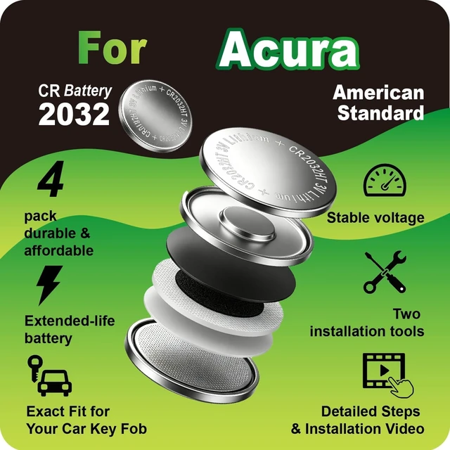 Alt view image 3 of 6 - Key Fob Battery Replacement for Acura ILX RL RLX TL TLX ADX MDX RDX ZDX NSX Integra (4-Pack), DIY with Pry Tools, CR2032