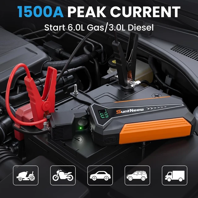 Alt view image 2 of 7 - Car Battery Jump Starter 1500A 12V Lithium Jump Pack Portable