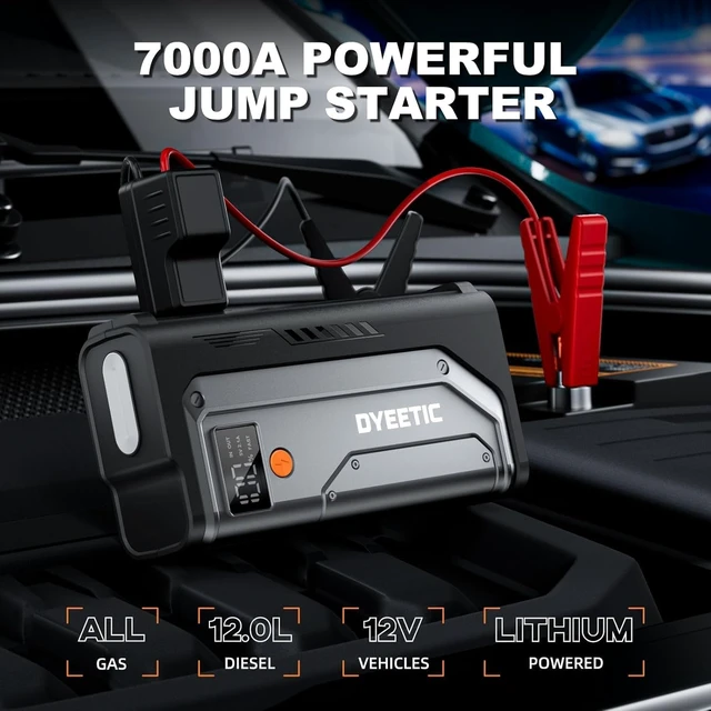 Alt view image 2 of 7 - 7000A Car Jump Starter for All Gas & 12.0L Diesel, 800LM Flashlight