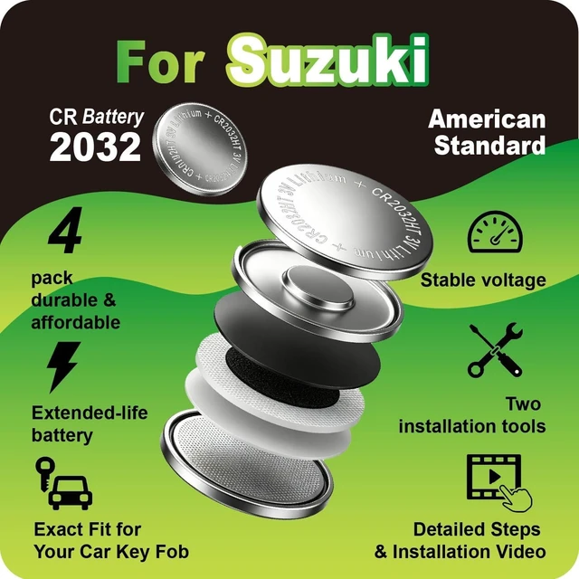 Alt view image 3 of 6 - Key Fob Battery Replacement for Suzuki Grand Vitara SX4 Sport Kizashi(4-Pack), DIY with Pry Tools, CR2032
