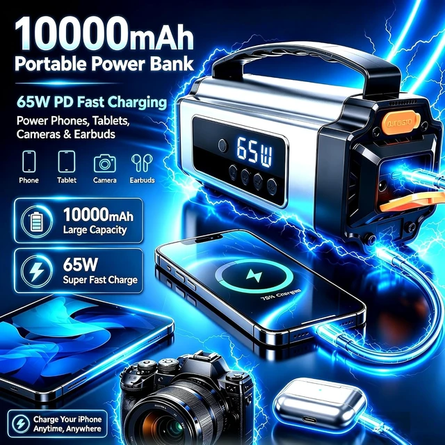 Alt view image 5 of 6 - Portable 10-in-1 Car Battery Jump Starter with 150PSI Air Compressor 65W Charger Premium Roadside Emergency Power Station Jump Box & Power Bank for Family Travel SUV Truck