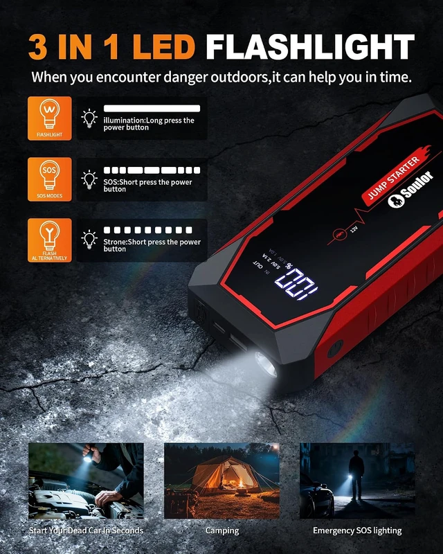 Alt view image 5 of 7 - Jump Starter for Car Battery Jump Starter Battery Jumper Starter Portable