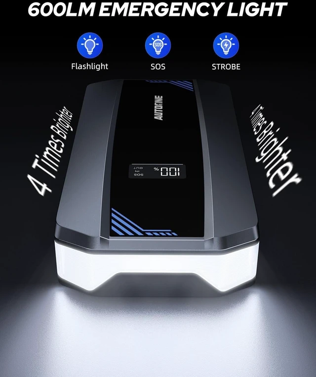 Alt view image 7 of 7 - AUTOONE Car Jump Starter 6000A Battery Booster, Portable Battery Pack for All Gas 10L Diesel, 12V Jump Box with Smart Jumper Cable for Car Battery, Vehicle Lithium Starter, LCD Display, w/LED Light