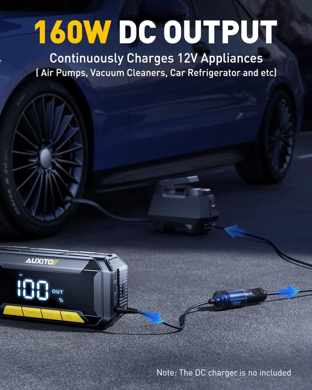 Alt view image 7 of 7 - AUXITO 8000A Portable Jump Starter for All Gas/12L Diesel, 20000mAh Car Battery Booster Jump Pack, Jump Box for Car with 60W Fast Charging, LCD Screen Display, 700LM LED Light