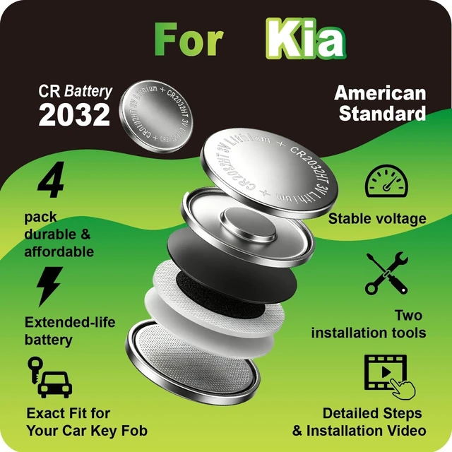 Alt view image 3 of 6 - Key Fob Battery Replacement for Kia Sportage Sorento Soul Forte Optima K5 Rio Sedona NIRO Seltos Cadenza Carnival Stinger EV6 K900 (4-Pack), DIY with Pry Tools, CR2032