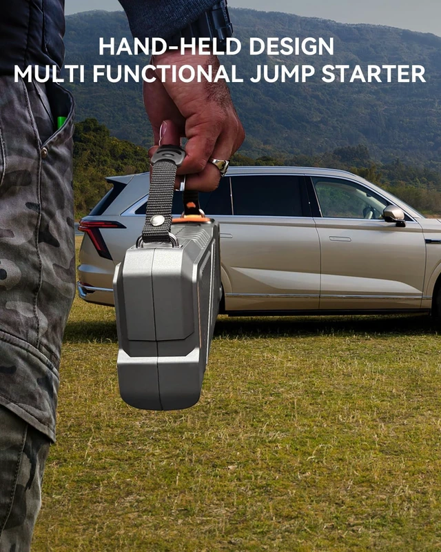 Alt view image 6 of 6 - 9000A Jump Starter with Air Compressor, Car Charger Portable Jump Box for Car with 150PSI Tire Inflator, Power Pack Jumpstart 12V Vehicle for All Gas/12L Diesel w/Extended Jumper Cable