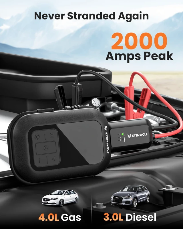 Alt view image 2 of 7 - ETENWOLF 2000A Car Battery Jump Starter with 160PSI Air Compressor