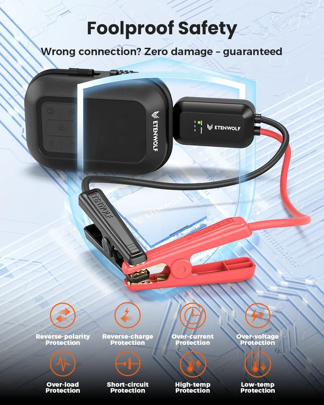 Alt view image 6 of 7 - ETENWOLF 2000A Car Battery Jump Starter with 160PSI Air Compressor