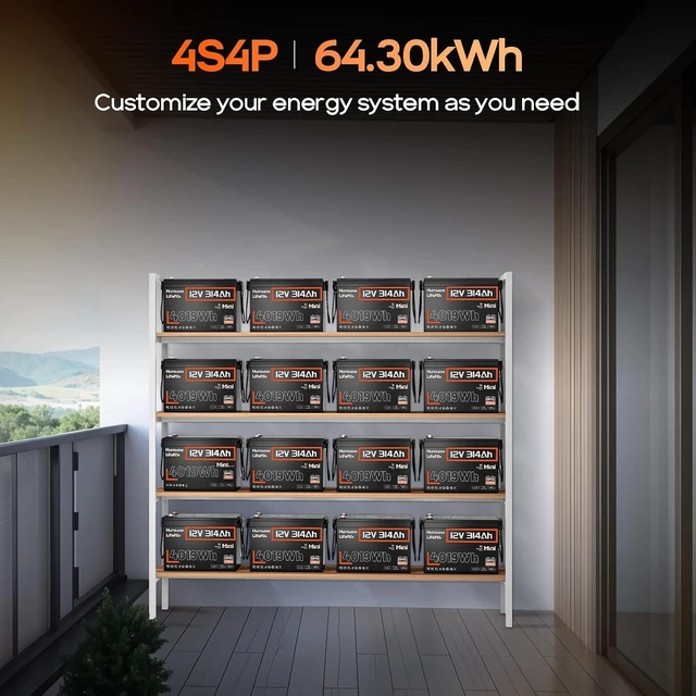 Alt view image 6 of 7 - HumsiENK 12V 300Ah (314Ah) LiFePO4 Lithium Battery with Bluetooth, 200A BMS