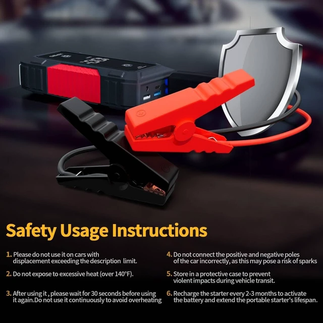 Alt view image 4 of 7 - H50 Jump Starter - 5000A Jump Starter Battery Pack for Up to 10.0L Gas and 8.0L Diesel Engines, 12V Car Battery Jumper Starter Portable with 3.0" LCD Display, Jump Box