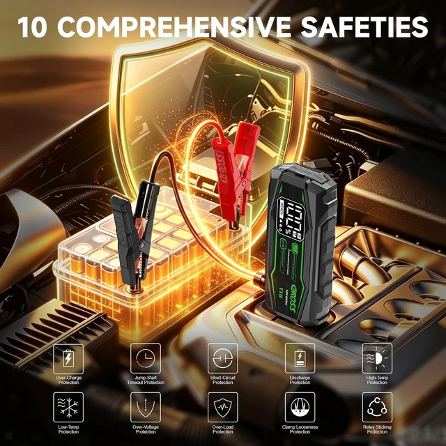 Alt view image 3 of 6 - CAROSS 800A Car Jump Starter - 12V Jump Box for 6.0L Gas and 3.0L Diesel