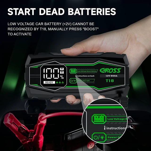 Alt view image 4 of 6 - CAROSS 800A Car Jump Starter - 12V Jump Box for 6.0L Gas and 3.0L Diesel