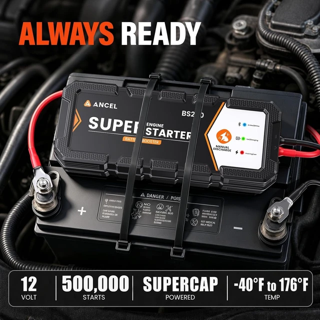 Alt view image 3 of 7 - ANCEL BS200 Smart Jump Starter System, Connected Under the Hood