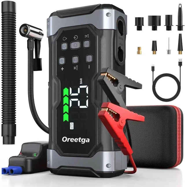 Main image of Upgraded 9000A Car Jump Starter with Air Inflator/Deflator Compressor, 9 in 1 Portable Jumper Box Power Pack Charger (All Gas/14L Diesel) Combo Cordless Air Pump for Tire Inflator & Large LCD Screen
