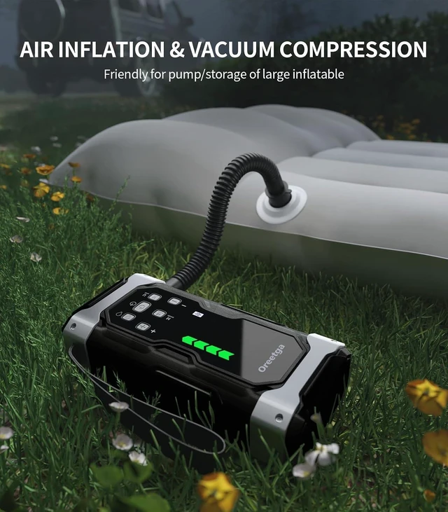 Alt view image 4 of 7 - Upgraded 9000A Car Jump Starter with Air Inflator/Deflator Compressor, 9 in 1 Portable Jumper Box Power Pack Charger (All Gas/14L Diesel) Combo Cordless Air Pump for Tire Inflator & Large LCD Screen