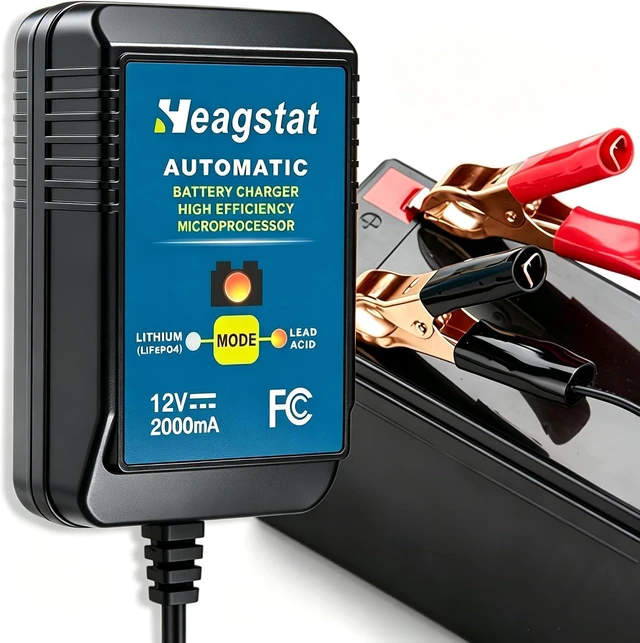 Main image of Heagstat 2A 12V Smart Battery Charger, Trickle Charger & Maintainer for Car, Motorcycle, ATV and More