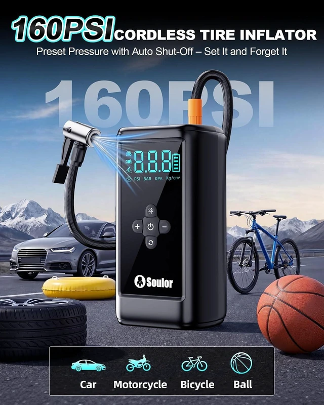Alt view image 3 of 7 - Jump Starter with Air Compressor 6000A Car Battery Jumper Starter Portable