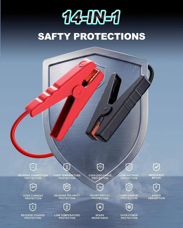 Alt view image 6 of 7 - Jump Starter with Air Compressor 6000A Car Battery Jumper Starter Portable