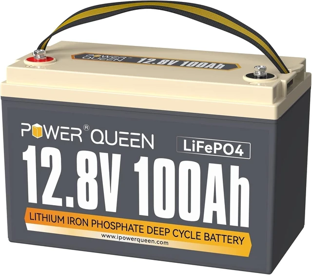 Main image of Power Queen Batería Litio 12V 100Ah Batería LiFePO4 1280Wh con 100A BMS Batería Recargable Hasta 15000+ Ciclos Profundos Serie/Paralelo para Camper Barco RV Sistema Solar Autocaravanas Fotovoltaico
