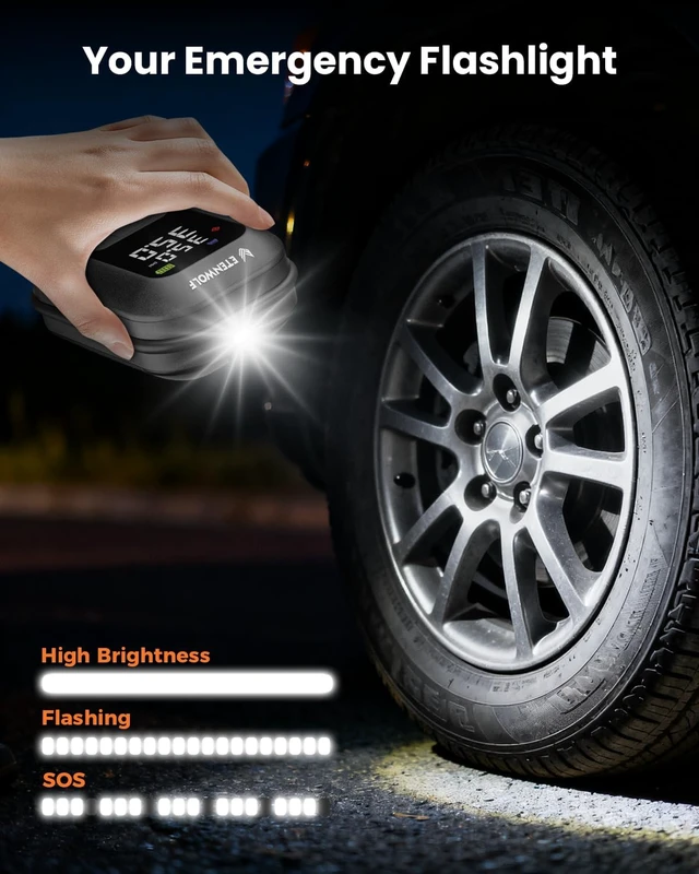 Alt view image 7 of 7 - ETENWOLF 2000A Car Battery Jump Starter with 160PSI Air Compressor