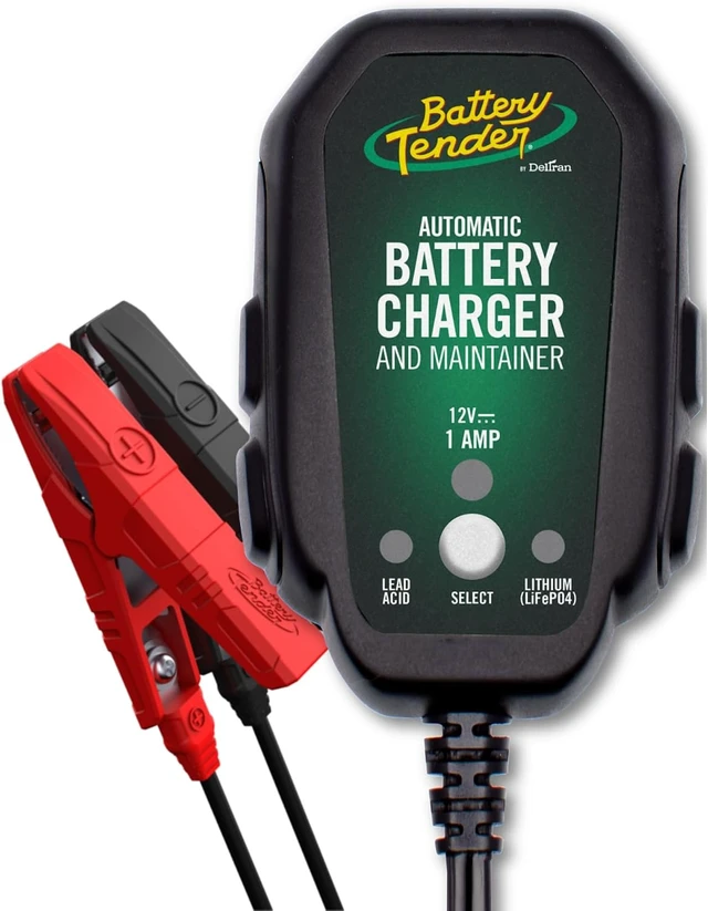 Main image of Battery Tender Junior 12V, 800mA Battery Charger and Maintainer for Lead Acid and Lithium Batteries - Switchable Battery Charger for Powersports - 022-0199-DL-WH