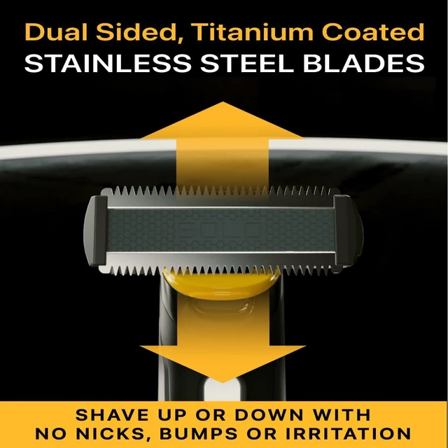 Alt view image 3 of 7 - MicroTouch SOLO Titanium, Rechargeable Beard & Body Razor that Trims, Edges, Shaves, and Grooms