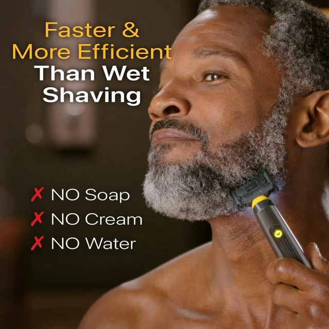 Alt view image 6 of 7 - MicroTouch SOLO Titanium, Rechargeable Beard & Body Razor that Trims, Edges, Shaves, and Grooms