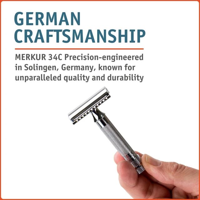 Alt view image 3 of 7 - Merkur Mk34c Double Edge Razor with Heavy Duty Short Handle