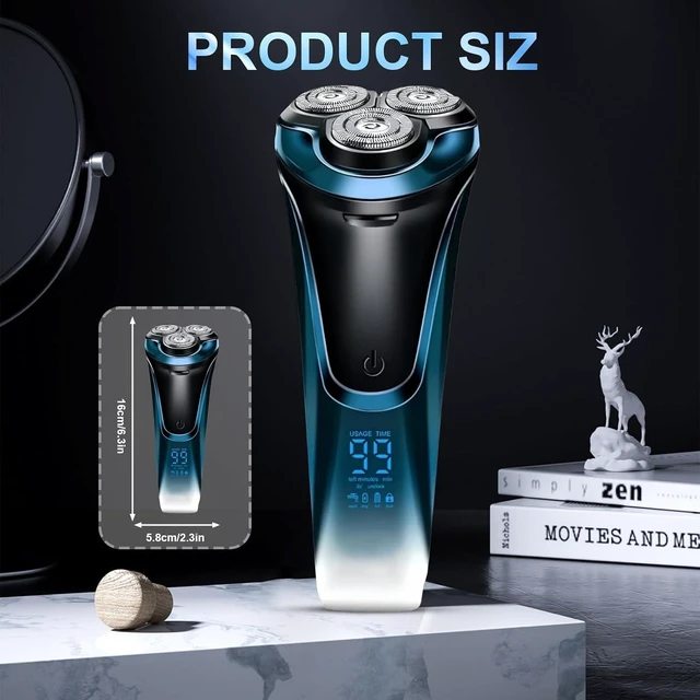 Alt view image 2 of 7 - Snapbuy Electric Razor for Men, Electric Razor Pro, Ipx7 Waterproof Cordless Shaver with 90-Min Runtime, 4D Floating Head Rotary Shaver, Fast Charging (Black)